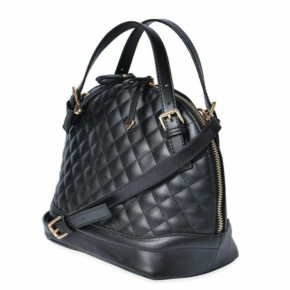 (New) Black Print Quil Handbag - Picture 2 of 4